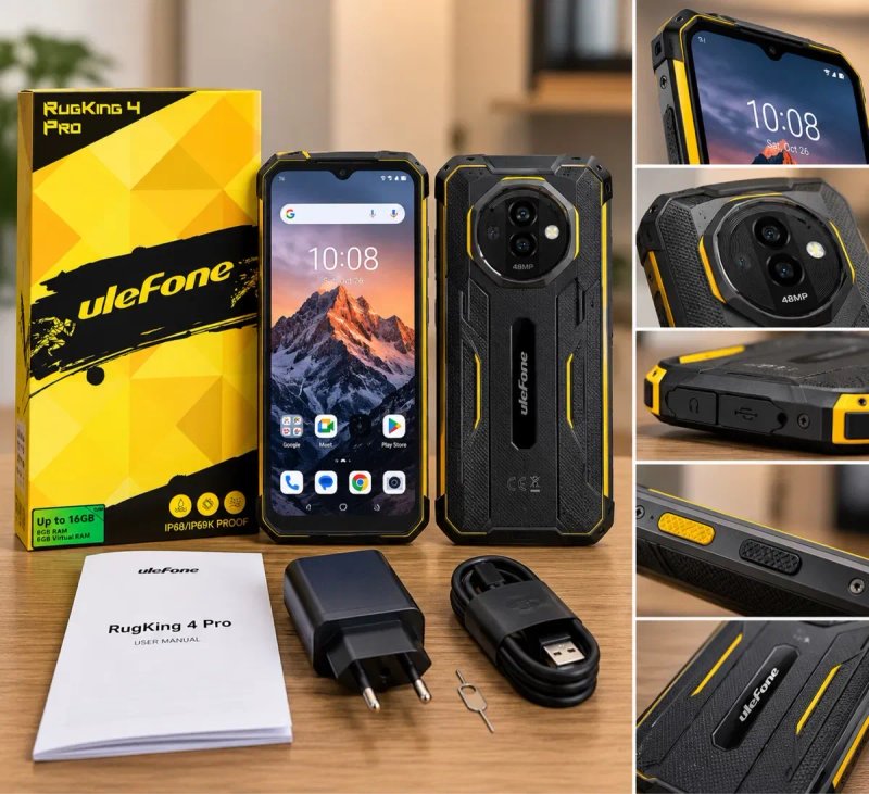 Ulefone RugKing 4 Pro — защищённый смартфон 10200 мА·ч, 8/128 ГБ, IP68/IP69K, NFC, 120 Гц — фото 3