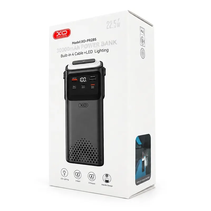 Універсальна мобільна батарея XO PR285 PD20W+QC22.5W Four Cables + Lighting 30000mAh — фото 3