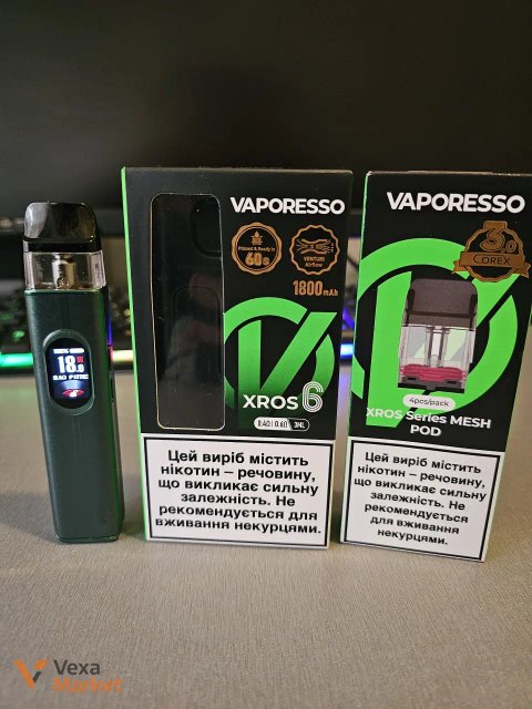 Vaporesso Xros 6 silk green + 2 картриджі 0.4om