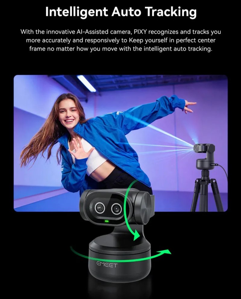 Веб-камера eMeet PIXY Dual-Camera 4K AI-Powered PTZ+ Tripod — фото 8