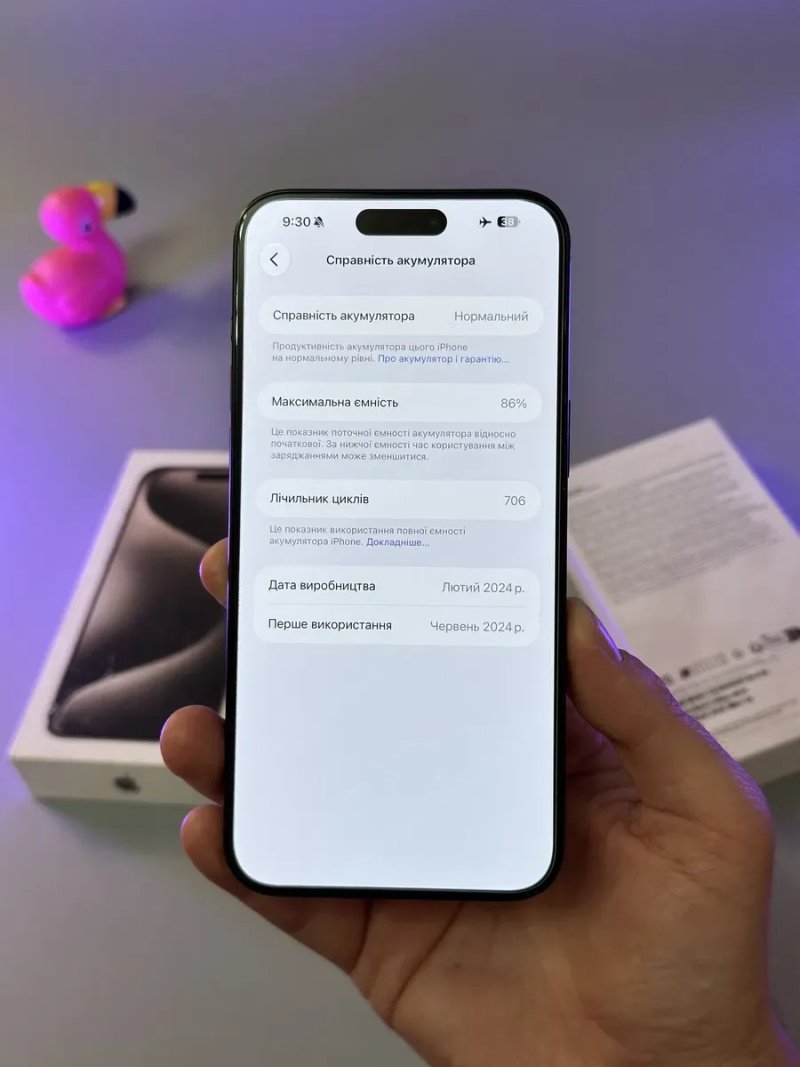 ВІДМІННИЙ iPhone 15 pro max 256 87% Європа з фізичною сім карткою + КОРОБКА — фото 3