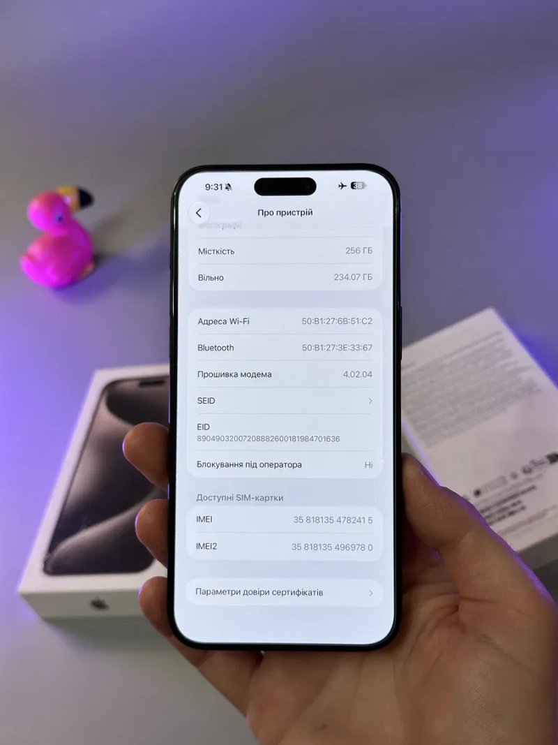ВІДМІННИЙ iPhone 15 pro max 256 87% Європа з фізичною сім карткою + КОРОБКА — фото 8