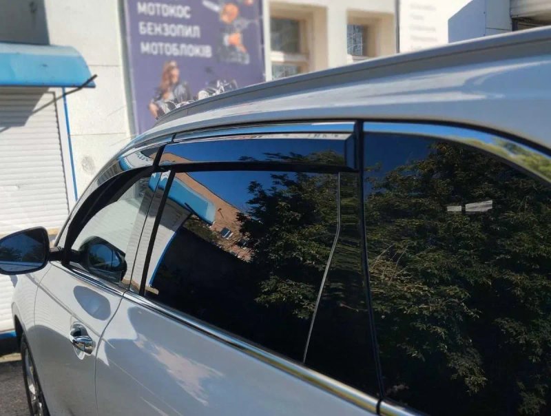 вітровик з хромом Kia Sorento 2015-2019, дефлектори вікон Кіа Соренто — фото 2