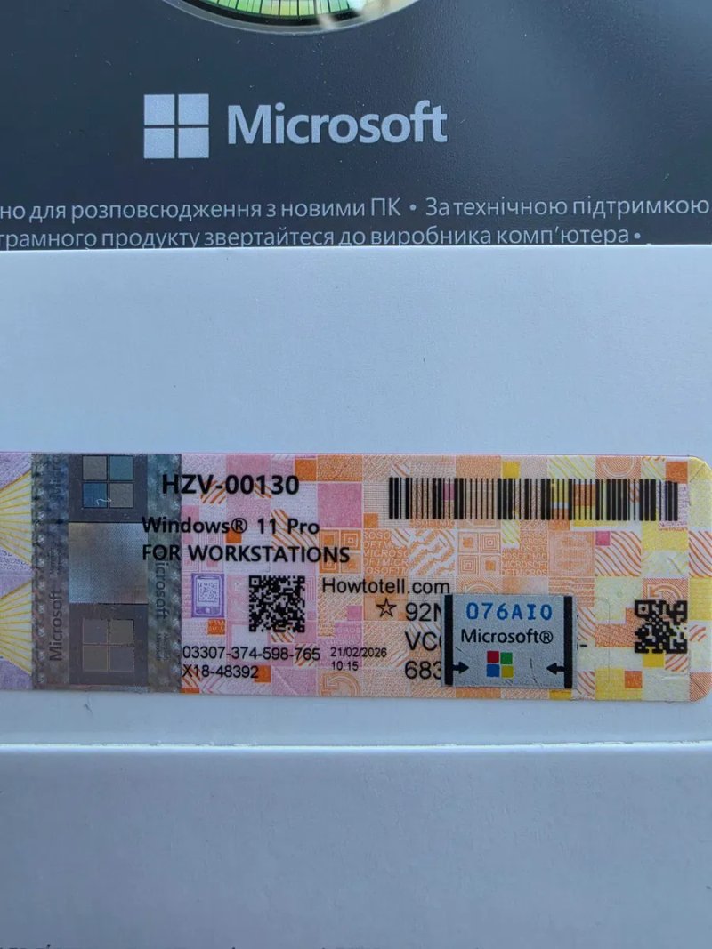 Windows 11 Pro for Workstations DVD HZV-00130 українська — ключ ліцензія COA, Віндовс 11 Про для робочих станцій Ключ Виндовс 11 Про Лицензия — фото 2