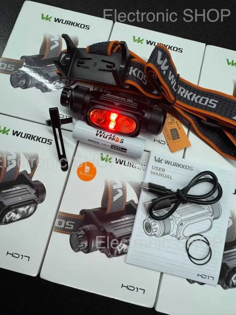 Wurkkos HD17\SST40+SST10(RED) 2500lm-220m\ROTARY SWITCH+кліпса\IPX68\USB-C\АКБ WURKKOS 3000ma