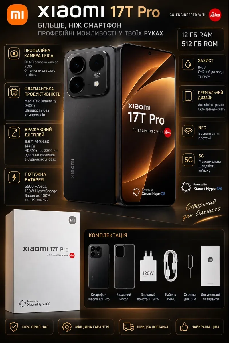 Xiaomi 17T Pro 12/512 ГБ Black , повністю новий телефон , намісці пломби — фото 3