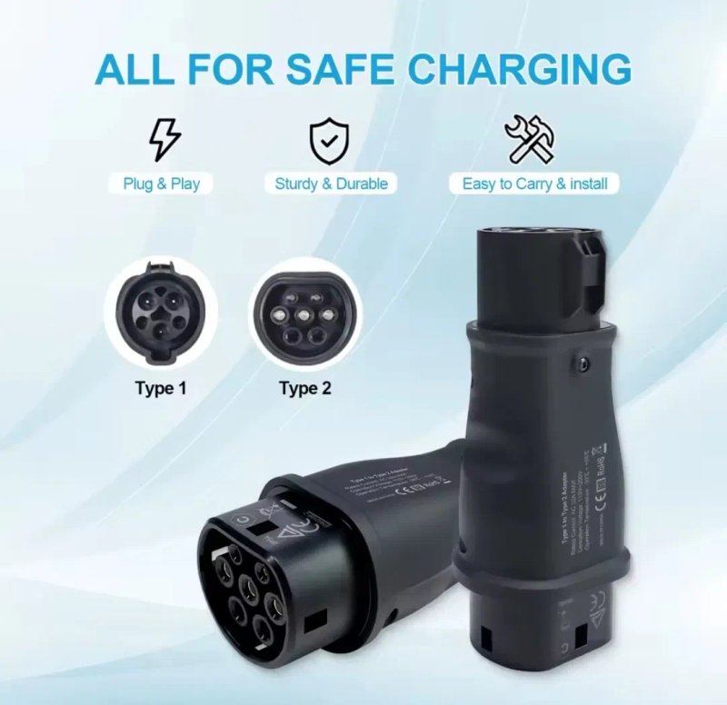 ЯКІСТЬ‼️Перехідник Type 1 - Type 2 7kW 32A EV Adapter адаптер для зарядки електромобіля Kolankyнадійний корпус EV зарядка — фото 4