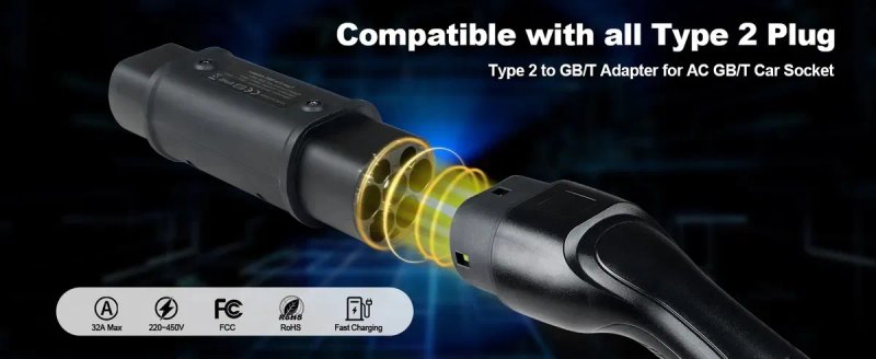 ЯКІСТЬ‼️ Перехідник Type 2 - gbt 7kw 32A Ev charger adapter type 1 Tesla nacs гбт тайп 2 адаптер авто з Китаю надійність — фото 4