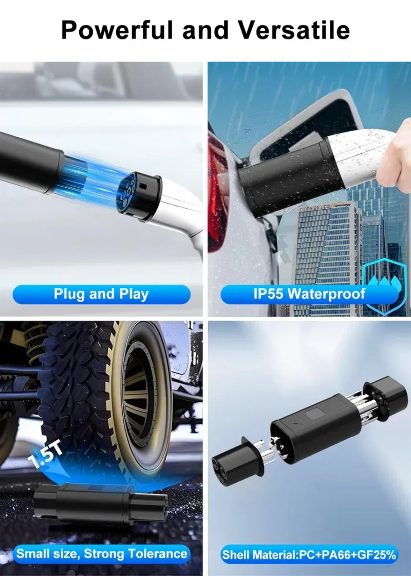 ЯКІСТЬ‼️Перехідник Type 2 - Tesla 7kW 32A Adapter для Tesla Model S 3 X Y NACS EV зарядка адаптер USA Європа повільна зарядка — фото 7