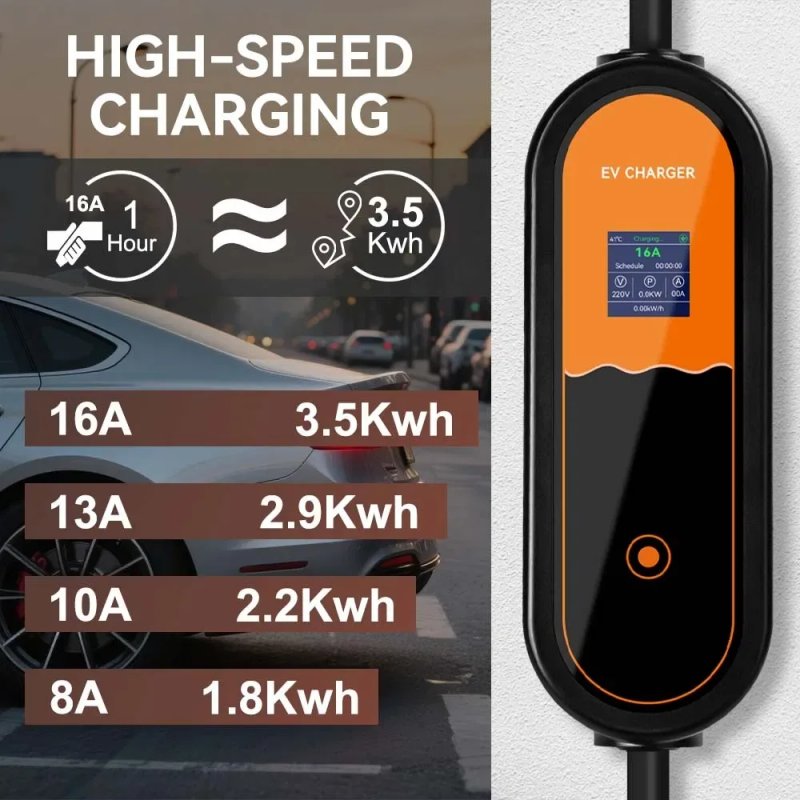 Зарядка для електромобіля Type 1 J1772 16A 3.5кВт 220V EV Charger регулювання струму 3.5м — фото 3