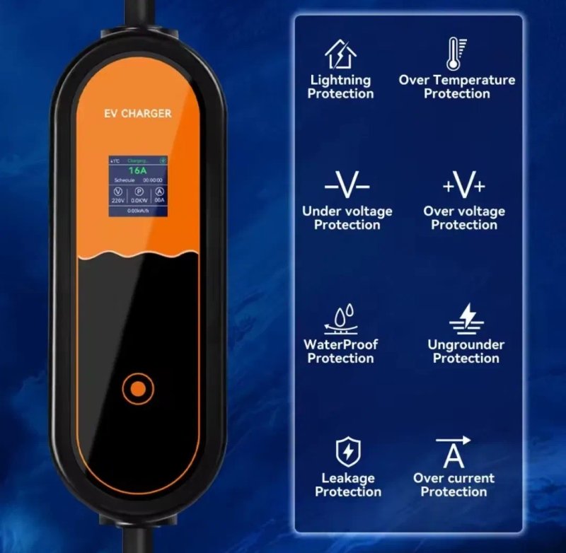 Зарядка для електромобіля Type 1 J1772 16A 3.5кВт 220V EV Charger регулювання струму 3.5м — фото 5