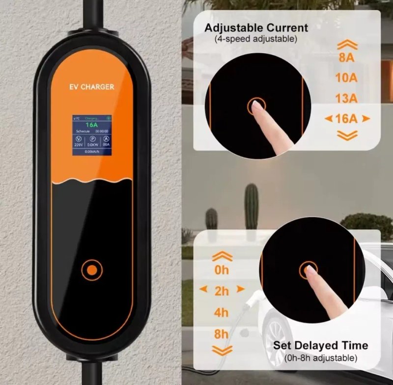 Зарядка для електромобіля Type 1 J1772 16A 3.5кВт 220V EV Charger регулювання струму 3.5м — фото 6