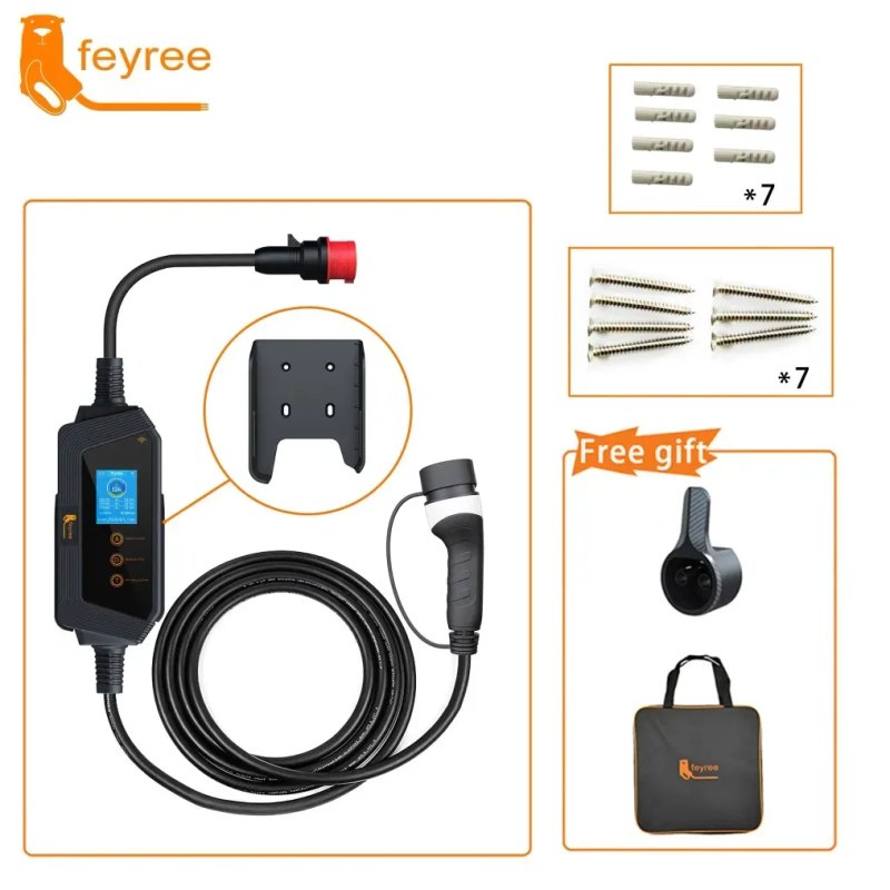Зарядка FEYREE Type 2 22 кВт 32А 3 фази — портативна станція Wi-Fi Bluetooth CEE 32A 5м IP66 — фото 3