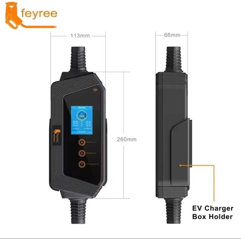 Зарядка FEYREE Type 2 22 кВт 32А 3 фази — портативна станція Wi-Fi Bluetooth CEE 32A 5м IP66 — фото 6