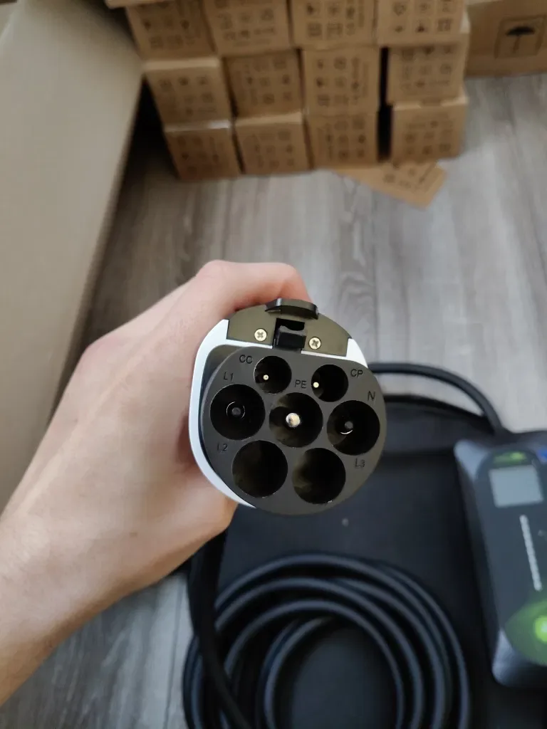 Зарядка New charger 7kw GBT 32A wifi гбт 3 / 5 метрів +32А авто з Китаю розетка, сумка Type 1 Tesla Type 2 — фото 2