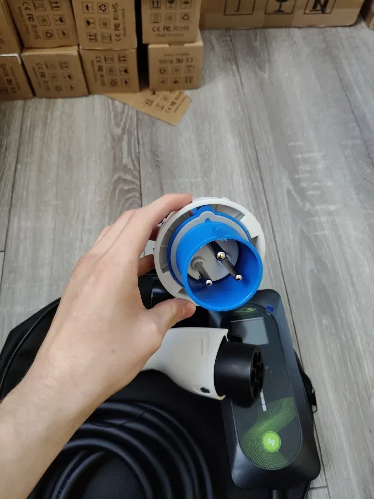 Зарядка New charger 7kw GBT 32A wifi гбт 3 / 5 метрів +32А авто з Китаю розетка, сумка Type 1 Tesla Type 2 — фото 4