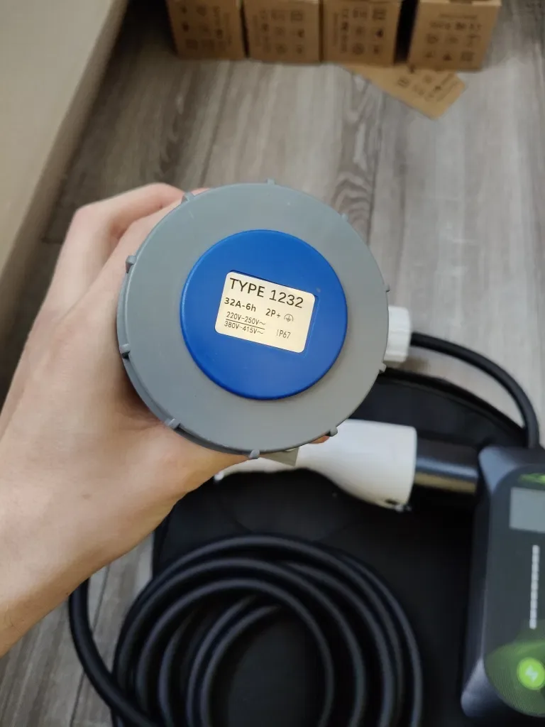 Зарядка New charger 7kw GBT 32A wifi гбт 3 / 5 метрів +32А авто з Китаю розетка, сумка Type 1 Tesla Type 2 — фото 5