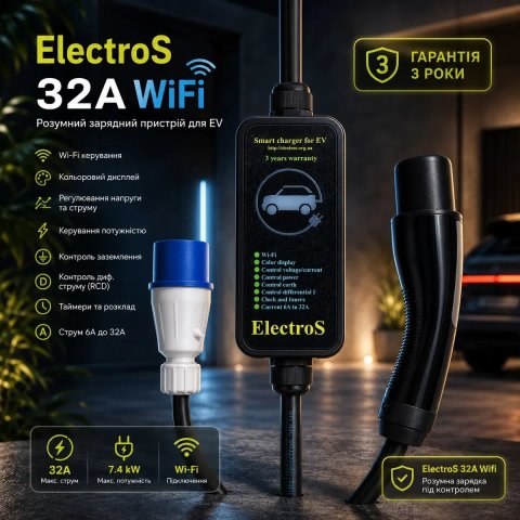 Зарядка TYPE 1/TYPE 2 TESLA Gbt ElectroS 7кВт 32А Полтава  3 РОКИ ГАРАНТІЯ Америка Європа Китай Гбт Тесла тайп 1 тайп 2 зарядний пристр