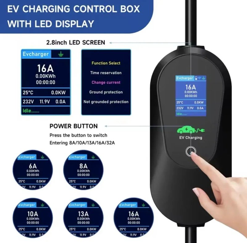 ЗАРЯДКА З WIFI‼️16А Type 1/Tesla Type 2 GBT EV Charger 3.5kw Тесла авто з Америка Європа Китай усі роз'єми зарядний пристрій — фото 4