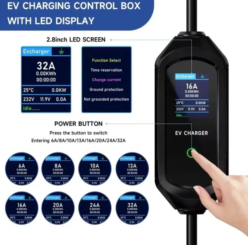 Зарядна станція для електрокара 7.2 кВт 32А AFYEEV Wi-Fi — Америка Європа Type1 Type2 GBT Tesla 5m — фото 6