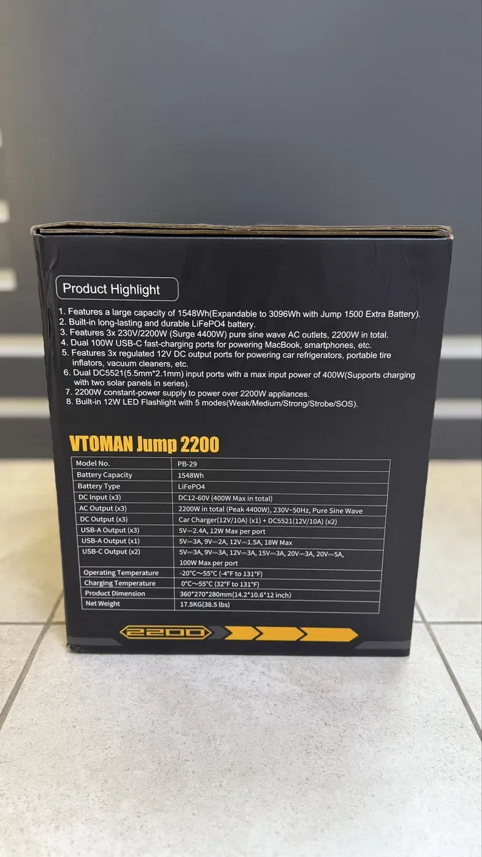 Зарядна станція VTOMAN Jump 2200/ 2200Вт / 1548Вт-год LiFePO4 (ALLPOWERS, BLUETTI, EcoFlow, Anker SOLIX, Pecron) — фото 3