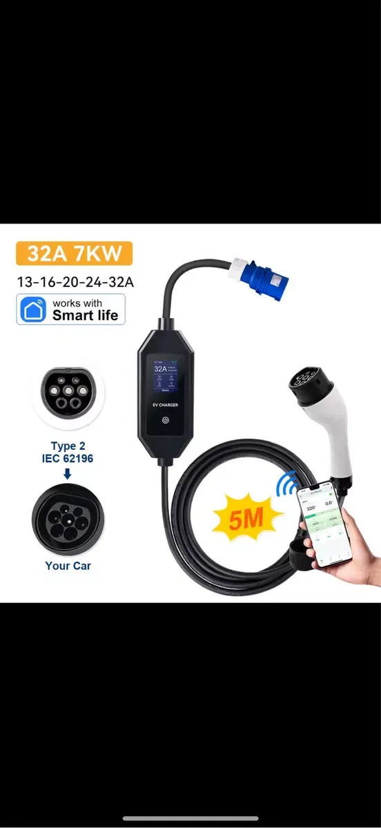 Зарядне до електромобіля 7 kw 32A Type 1 type 2 зарядка трохфазна 11kw — фото 3