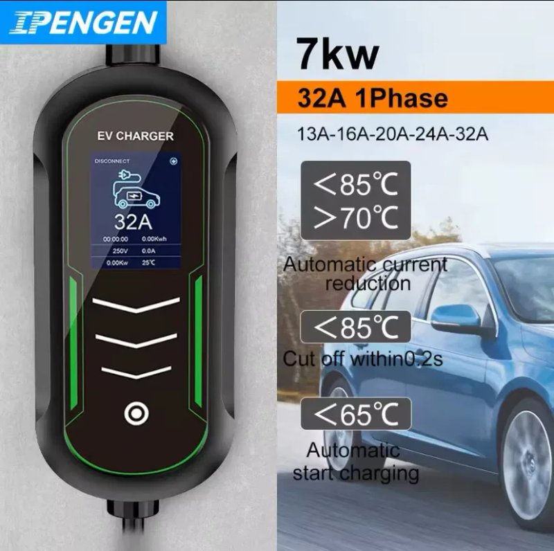 Зарядне до електромобіля 7 kw 32A Type 1 type 2 зарядка трохфазна 11kw — фото 5