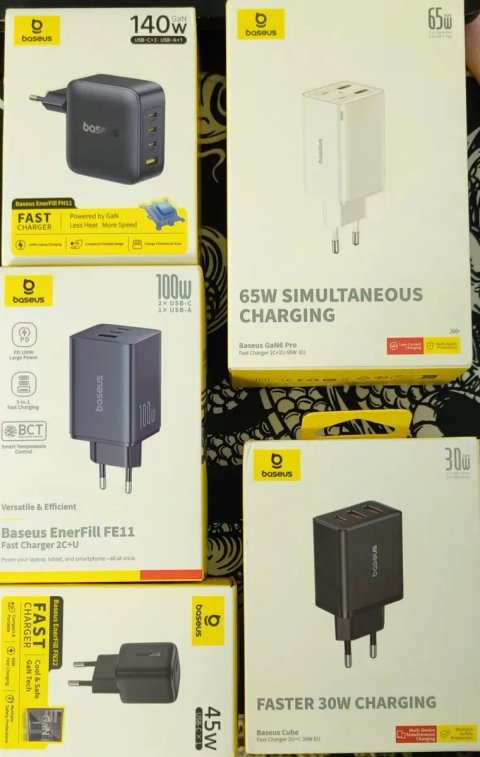 Зарядні Baseus 30w,45w,65w,100w,140w з кабелем