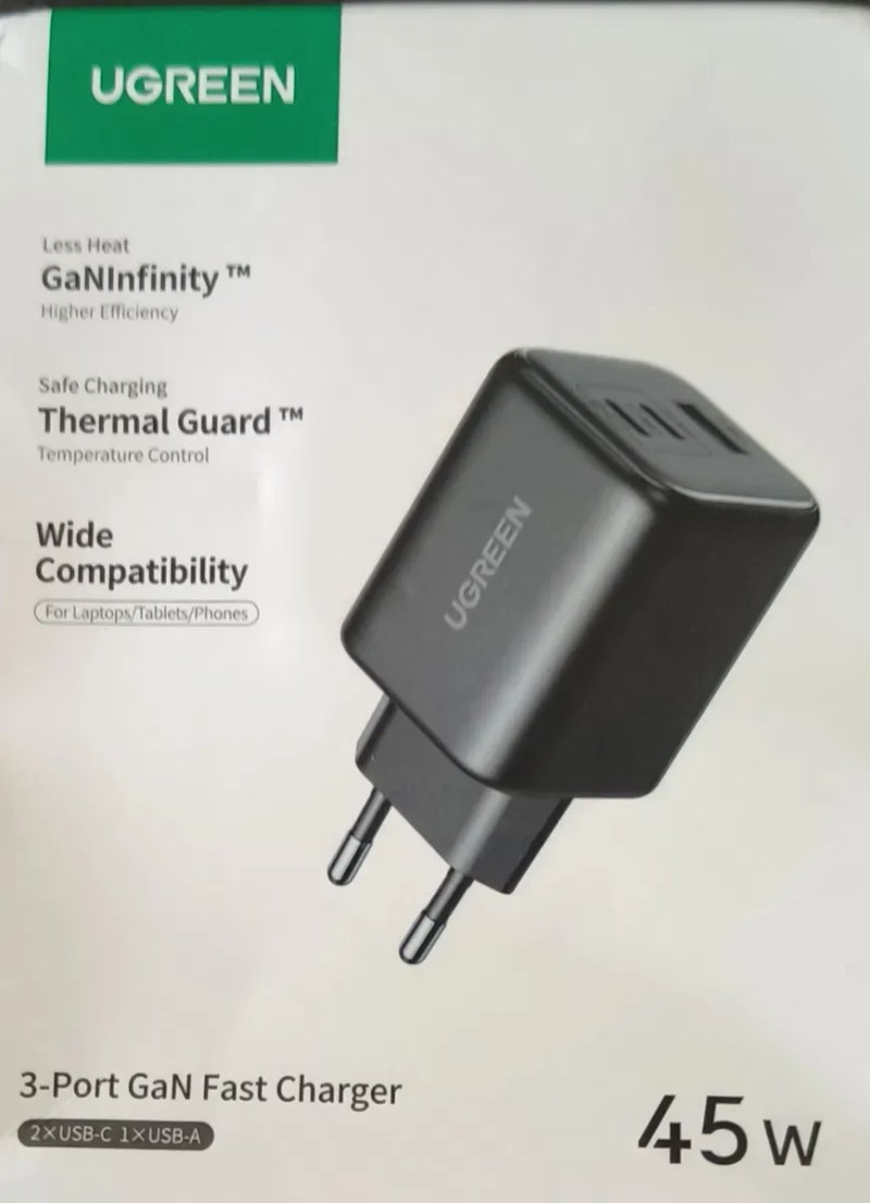 Зарядні Ugreen 30w ,45w, 65w 3 port Gan fast charger з кабелем — фото 3