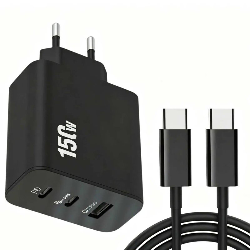 Зарядний пристрій 150W 2×Type-C PD 3.0 + USB QC 3.0 — швидка зарядка 3 пристроїв одночасно