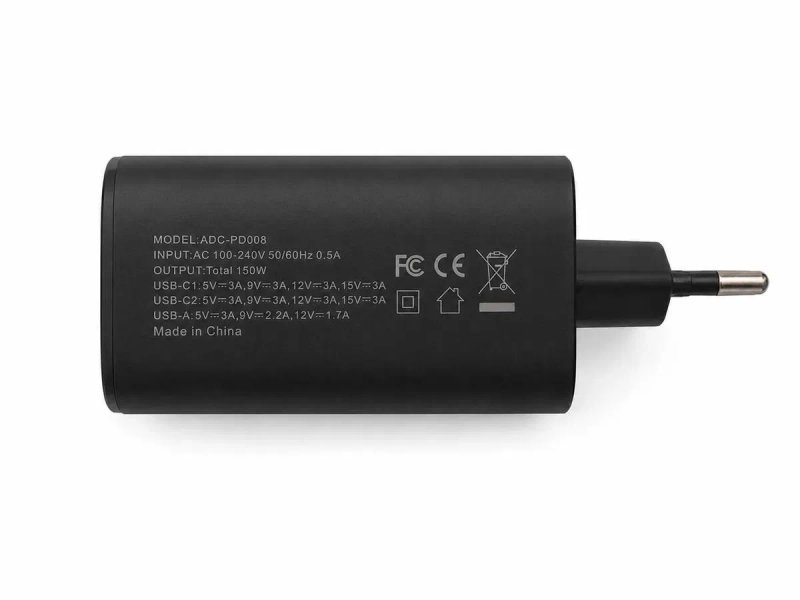 Зарядний пристрій 150W 2×Type-C PD 3.0 + USB QC 3.0 — швидка зарядка 3 пристроїв одночасно — фото 2
