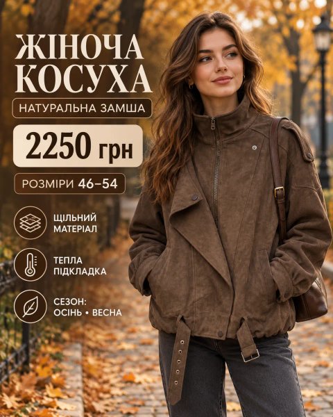 🍂 ЖІНОЧА КОСУХА ІЗ НАТУРАЛЬНОЇ ЗАМШІ 🍂
