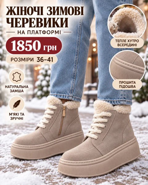 ЖІНОЧІ ЗИМОВІ ЧЕРЕВИКИ НА ПЛАТФОРМІ