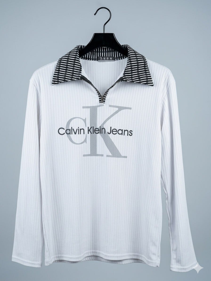 Футболка Calvin Klein Jeans біла з довгим рукавом