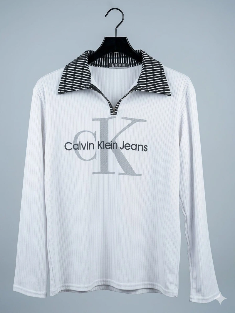 Футболка Calvin Klein Jeans біла з довгим рукавом