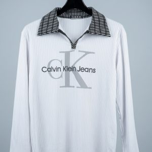 Футболка Calvin Klein Jeans біла з довгим рукавом